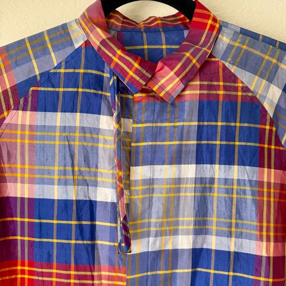 Y’s by Yohji Yamamoto Silk Tartan Plaid Button-up Shirt Dress - Picture 3 of 8